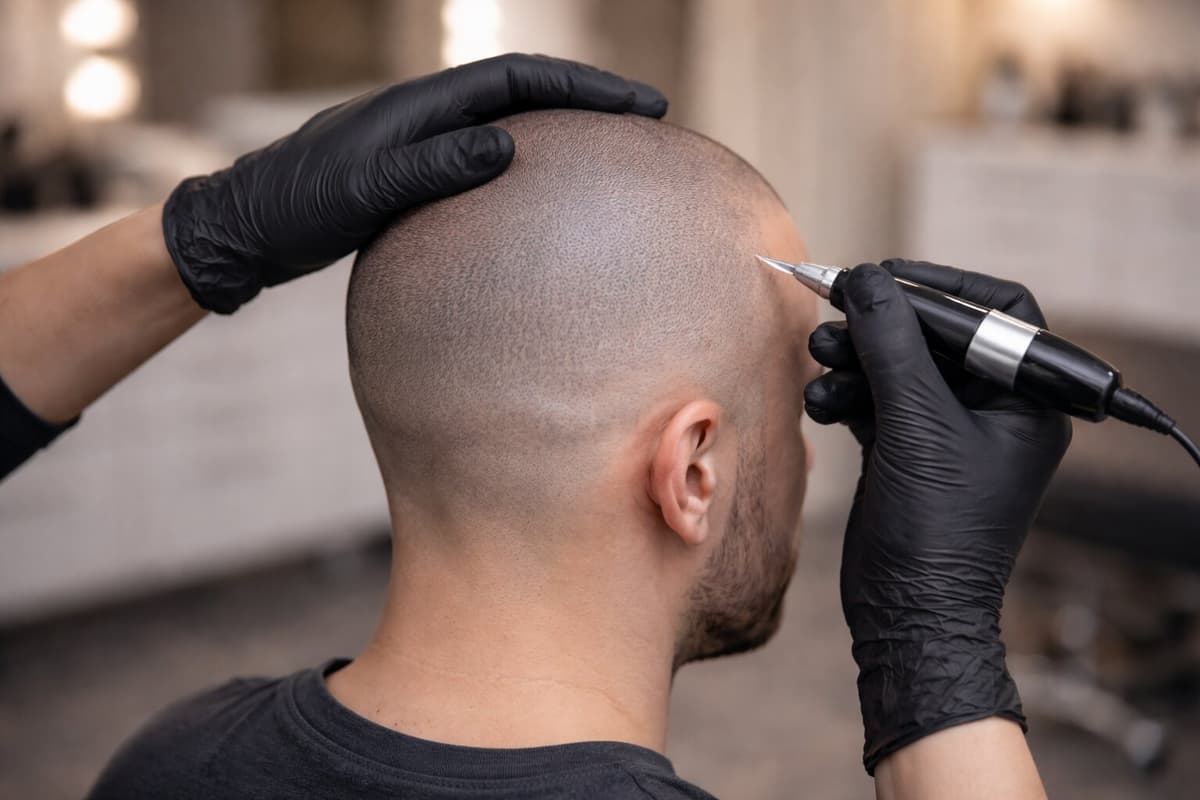 Trichopigmentierung Behandlung in Aktion